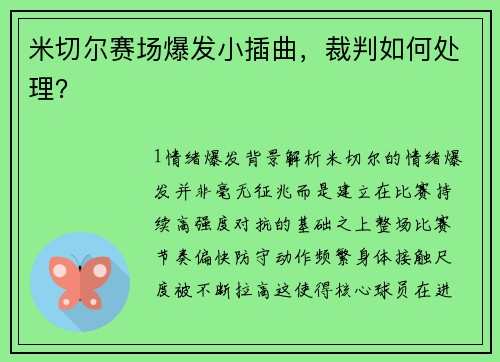 米切尔赛场爆发小插曲，裁判如何处理？